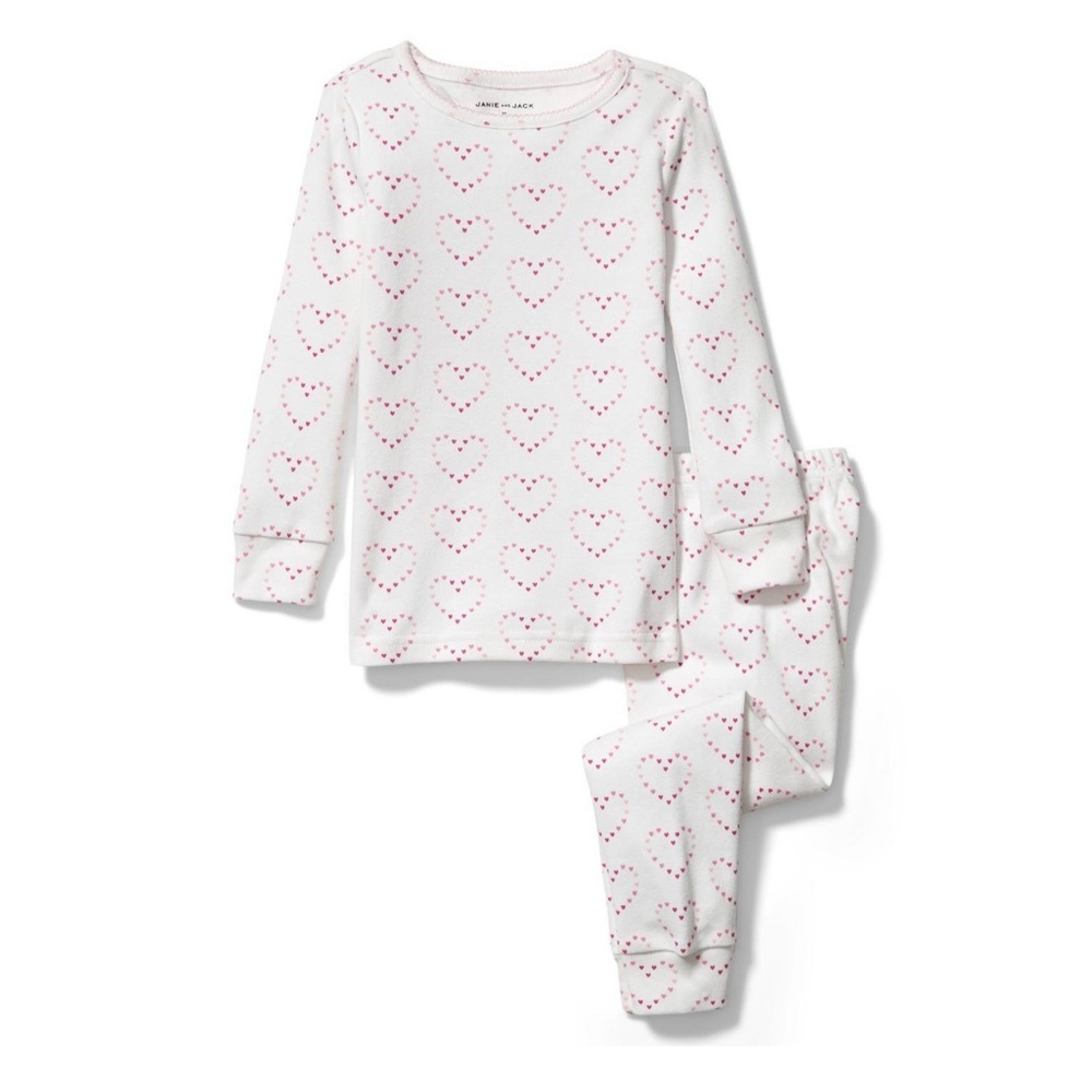 Janie and Jack Pink Heart Valentines Pajamas (12-18 months)